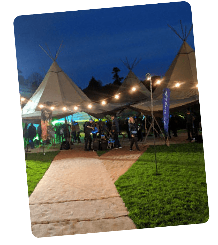 festival tent and silent disco